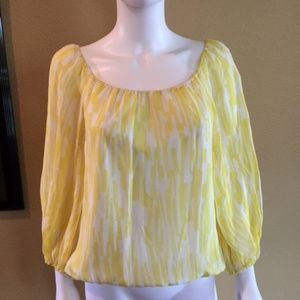 Alice + Olivia Yellow and White Print Blouse
